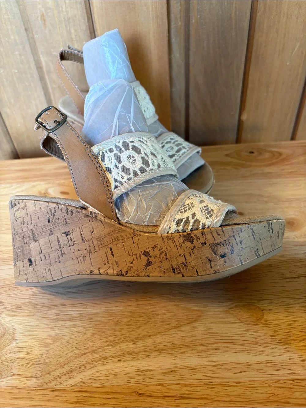 Jellypop Cream Cork Wedges